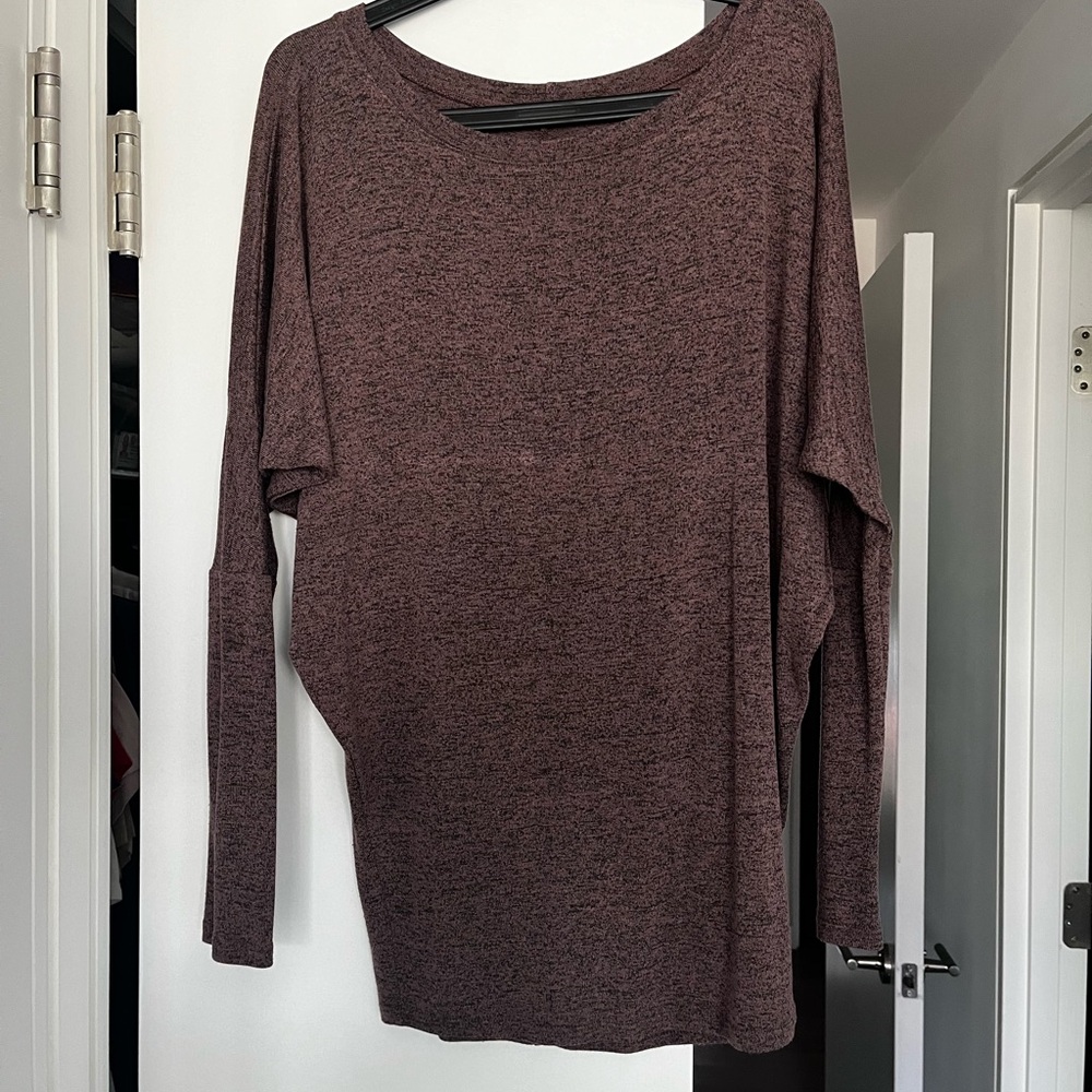 Organic cotton dolman off one shoulder long sleeve